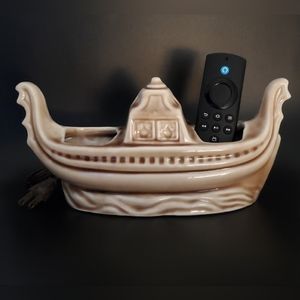 Lamp 9 3/4" MCM Ceramic Beige Gondola Television 📺